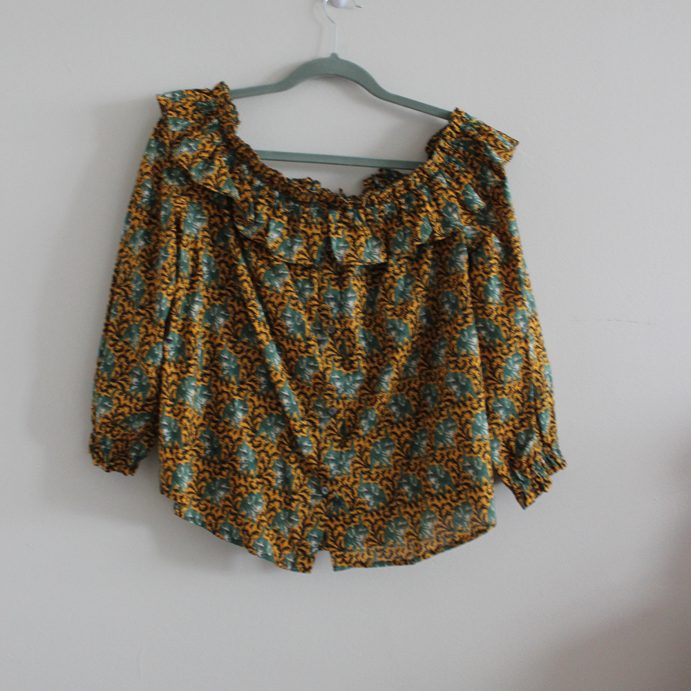 J. Crew Elephants Print Button Down Cold Shoulder - image 3